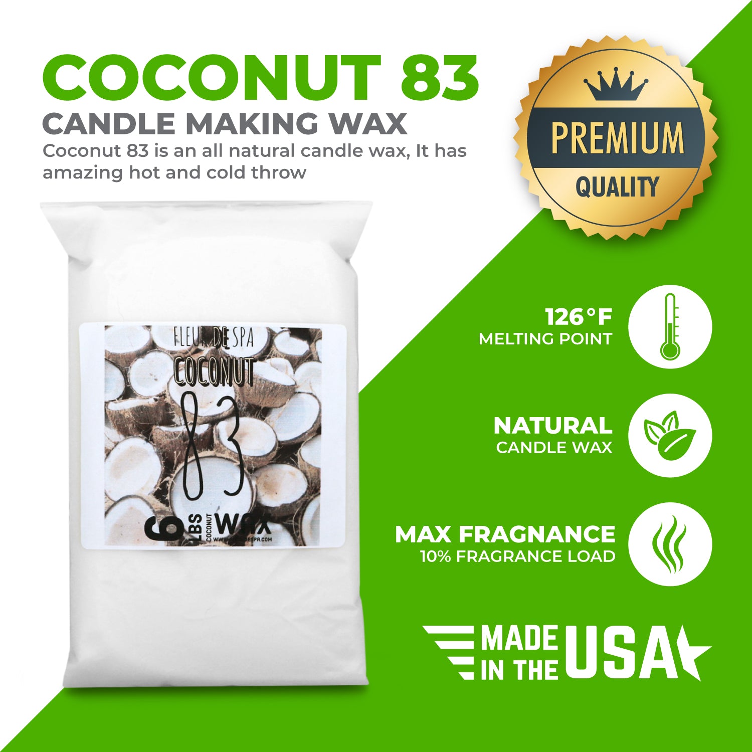 Coconut 83 Candle Making Wax - All Natural/Made In USA - DIY